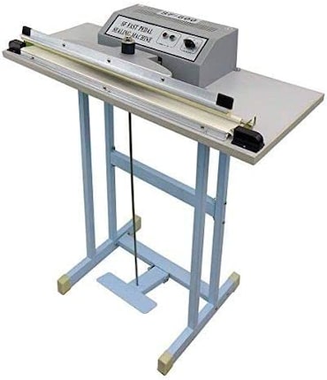 Termoselladora electrica de suelo, soldadora de bolsas plasticos sacos etc, de 80cm linea sellado con pedal accionador