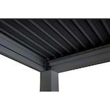 thumbnail of Pergola HWC-L46 mit Seitenwand, Gartenpavillon Lamellen-Pavillon Rollo, 11cm-Alu-Gestell, sturmfest 3x3m ~ anthrazit