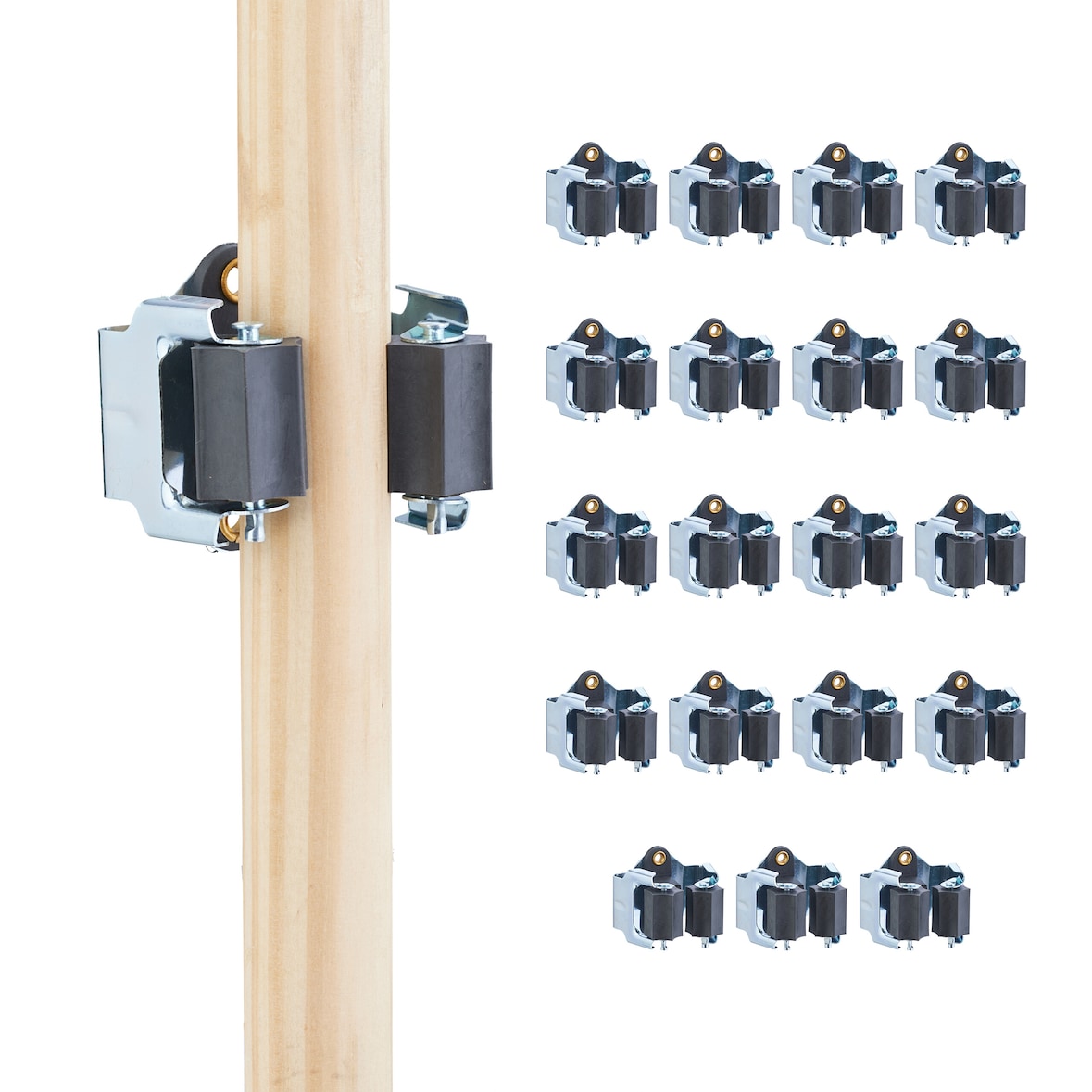 Relaxdays Gerätehalter 20er Set, zum Klemmen, Besenhalter Wand, Gartengerätehalter, Eisen & Polyresin, silber/schwarz