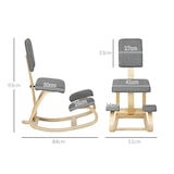 thumbnail of HOMCOM silla ergonómica de rodillas con respaldo, silla de rodillas, cojines acolchados, marco de madera, para una mejor postura, oficina, gris