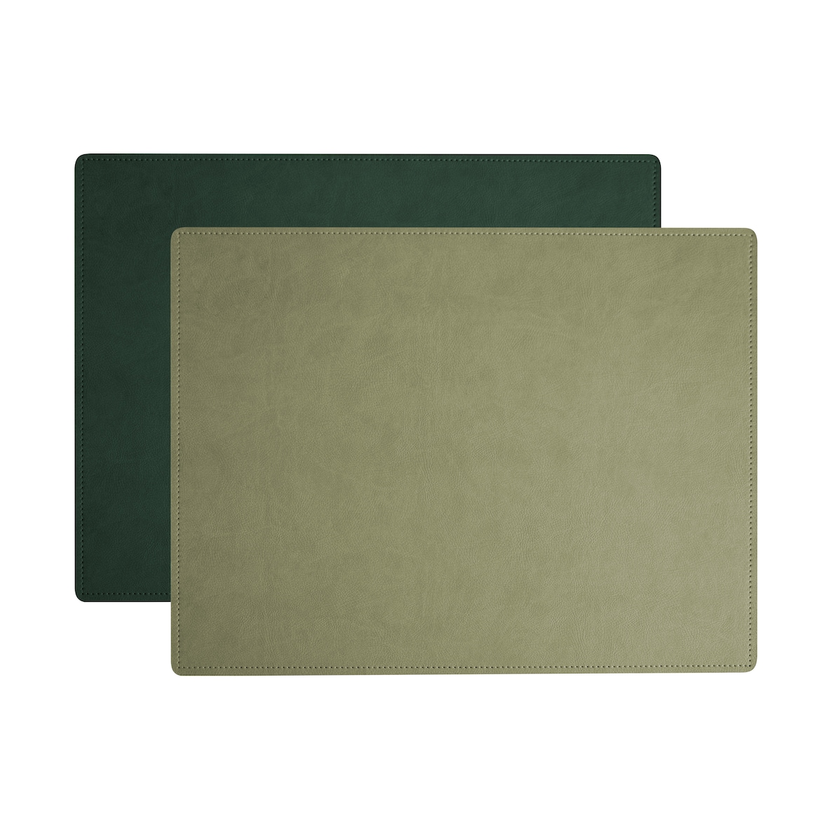 Stil Casa, set de 12 sets de table bicolores, polyuréthane contrecollé cousu, 41xh. 31 cm, finition dollar couleur boue (moutarde)/vert.