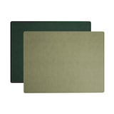 thumbnail of Stil Casa, set de 12 sets de table bicolores, polyuréthane contrecollé cousu, 41xh. 31 cm, finition dollar couleur boue (moutarde)/vert.