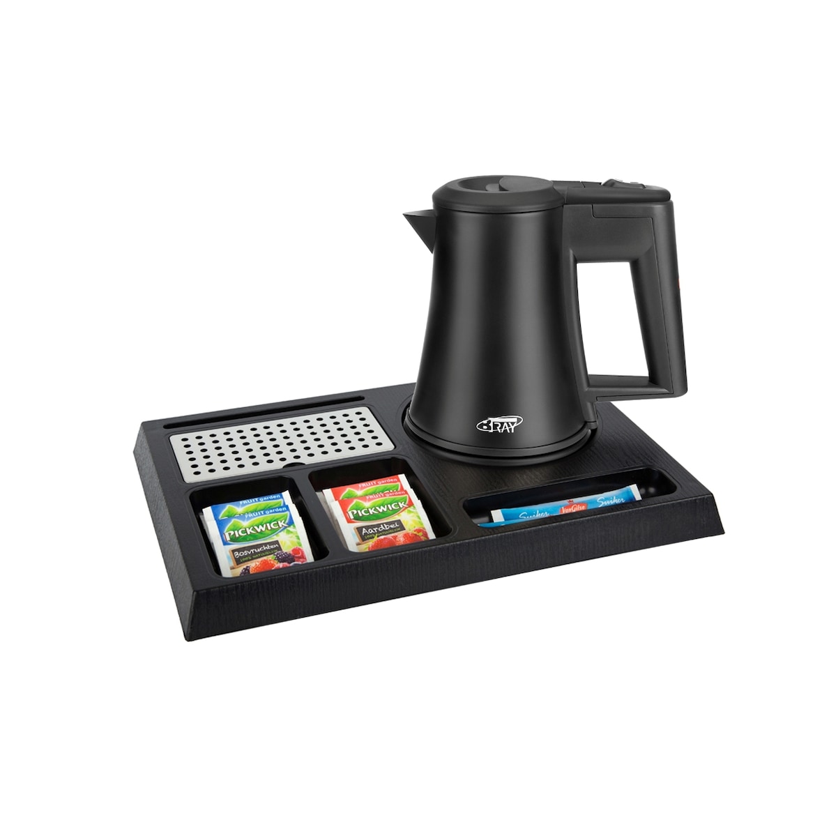 Willkommenstablett STAY Schwarz mit STAR Wasserkocher 0,5 L Schwarz B-Tray Begrüßungstablett Kaffeetablett Teestation Kaffeestation