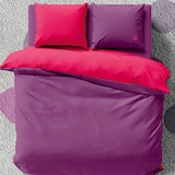 thumbnail of Benetton - Omkeerbaar dekbedovertrek 200/220cm met laken 160/200+30cm en 2 kussenslopen 50/70cm in roze en paars