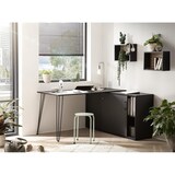 thumbnail of Möbelpartner Eckschreibtisch Zebra | HxBxT 74x129,5x145cm | Aktenschrank mit 2 Fächern & 2 abschließbare Schiebetüren | Schwarz von PROREGAL