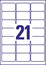 thumbnail of AVERY Zweckform L6023REV-25 Ablösbare Universaletiketten DIN A4 Weiß 63,5 x 38,1 mm 30 Blatt à 21 Etiketten