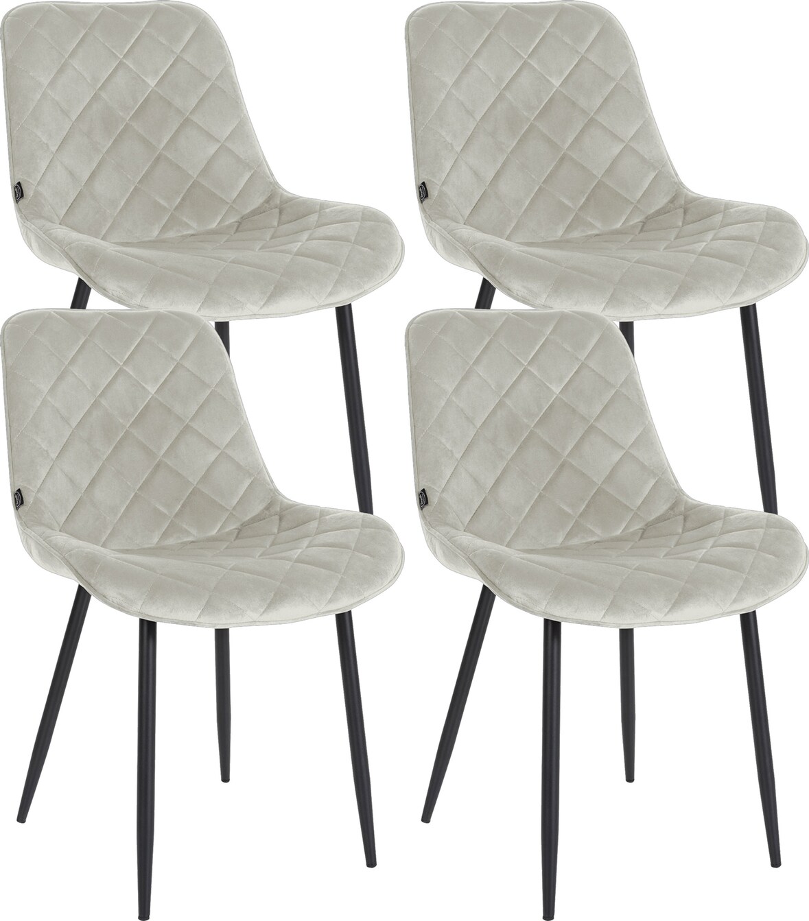 CHEFGASTRO 4er-Set Esszimmerstuhl WASHINGTON Samt HxBxT 82x53x60cm Samt Creme Küchenstuhl