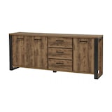 thumbnail of Matelpro - Buffet/bahut industriel 225 cm chêne/noir Nessie - Moderne & Design -Chêne - Deux étagères -Types de portes: Battantes