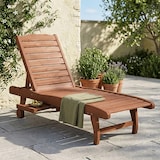 thumbnail of Outsunny tumbona de madera exterior silla reclinable de jardín con 2 ruedas respaldo ajustable en 3 niveles y 1 bandeja carga 113kg para terraza patio