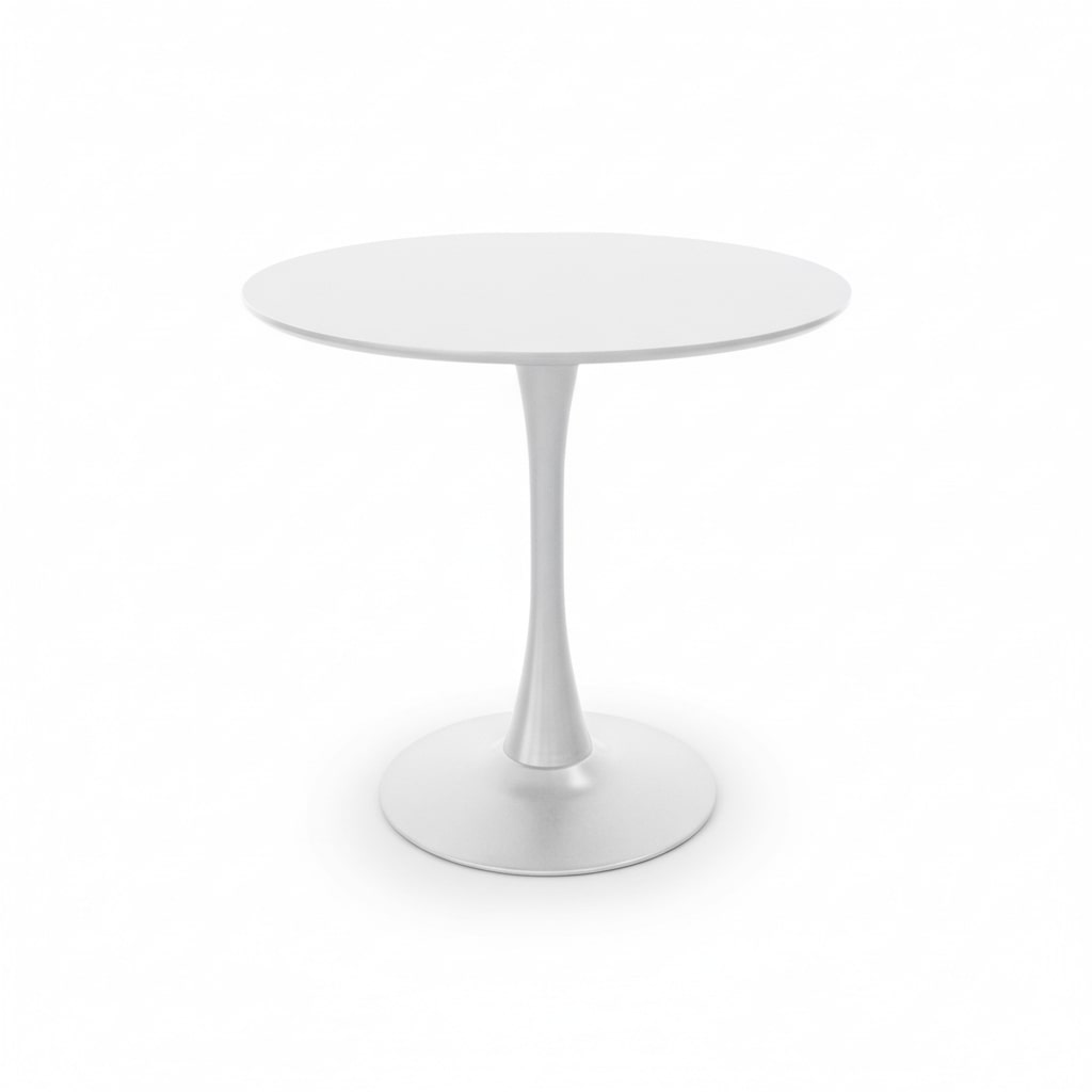 Tavolo Tondo Moderno Top 3D Ø 80 cm H 73 cm Mobile Cucina Salotto - bianco