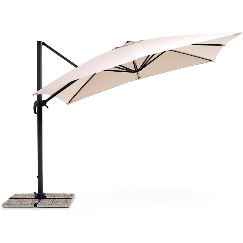 Ombrellone retrattile braccio verso 3x4 ecru braccio decentrato m0453