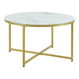 thumbnail of Helloshop26 - Table basse ronde pour salon 45 x 80 cm marbre blanc / doré 03_0008496