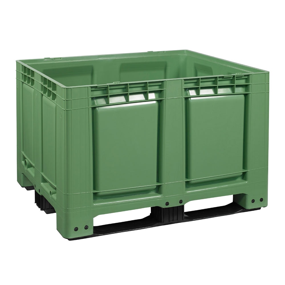 Palettenbox LxBxH: 1200 x 1000 x 790 mm geschlossen mit 3 Kufen in grün