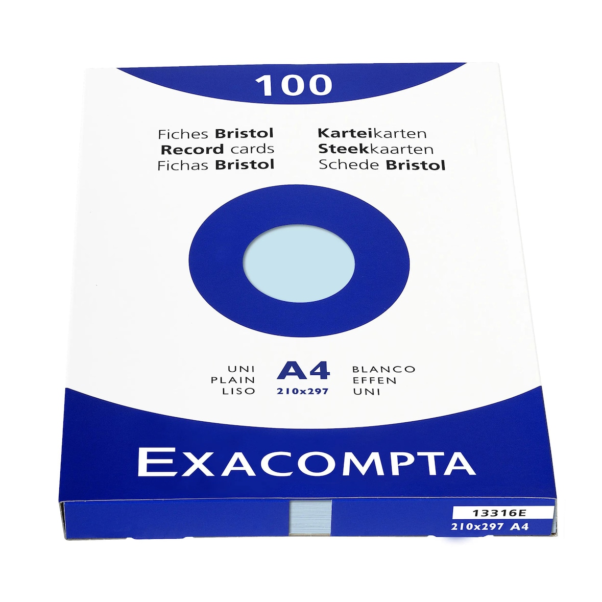 Exacompta 13316E 10x Karteikarten blanko DIN A4 100 St - mit Faltschachtel - Azurblau