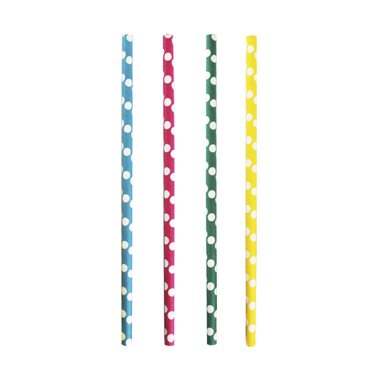 MONOUSO - Trinkhalme aus Papier Sortiert Eigestränk Ø8mm 24cm (100 Stück)