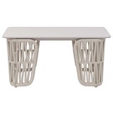 thumbnail of Loungetisch HWC-P90, Gartentisch Balkontisch Outdoor, Seilgeflecht Rope Sinterstein 43x90x45cm ~ creme, Platte creme