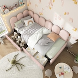 thumbnail of Merax Polsterbett Einzelbett mit Schubladen Stauraumbett Samt Daybett Tagesbett Schlafsofa 90x200cm Rosa(Ohne Matratze)
