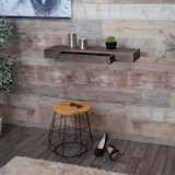 thumbnail of Wandplank HWC-H37, zwevende plank Wandplank Hangplank Plank, lade massief hout 8x80x25cm ~ wit, shabby