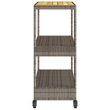 thumbnail of vidaXL Keukentrolley 3-laags poly rattan en massief acaciahout grijs