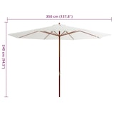thumbnail of vidaXL Sonnenschirm mit Holzmast 350 cm Sandweiß