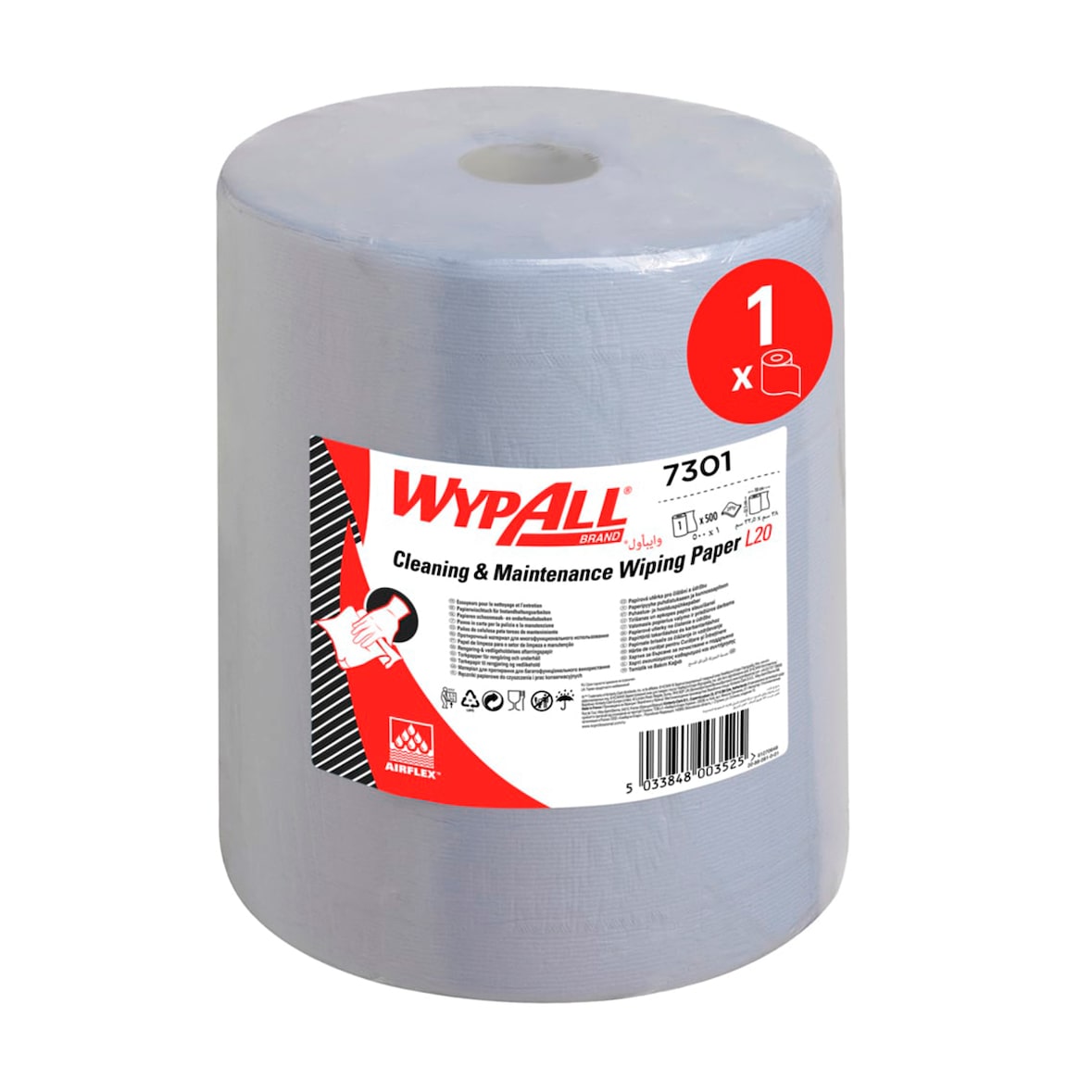 WYPALL Wischtuch L20 7301 2lagig 33x38cm Rolle 500Blatt blau