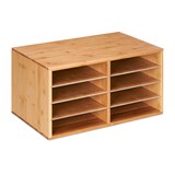 thumbnail of Relaxdays Dokumentenablage Bambus, DIN A4, 8 Fächer, Büro Organizer, HxBxT: 25 x 49 x 31 cm, Schreibtischablage, natur