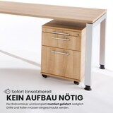 thumbnail of bümö Rollcontainer mit Hängeregistratur, Container abschließbar aus Holz in grau - Rollwagen für's Büro mit Hängeregister als Schreibtisch