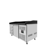 thumbnail of Mesa refrigerada para pizza, 1 porta, 7 gavetas massa, aço inox, mármore negro, 390 L, EN 60 x 40 cm, vitrine de ingredientes GN 1/4, Vaiotec 11265