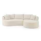thumbnail of 3-Sitzer Sofa mit rechter Chaiselongue Beige 76×264×168 cm Kordstoff Kompressionssofa mit Getränkehaltern und Kissen, vakuumverpackt