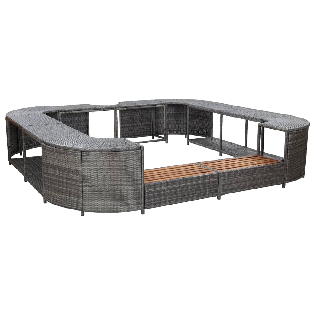 vidaXL Whirlpool-Umrandung Quadratisch Grau 268×268×55 cm Poly Rattan
