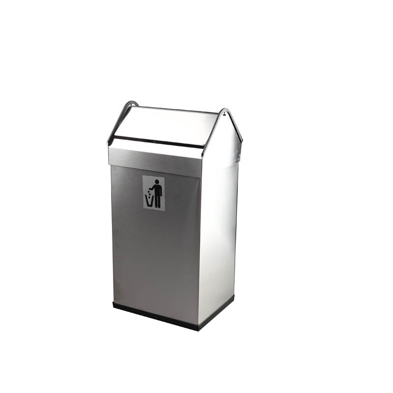 Papelera basculante rectangular de 40 l marca jami. Papelera basculante 40 lt. acero inox.