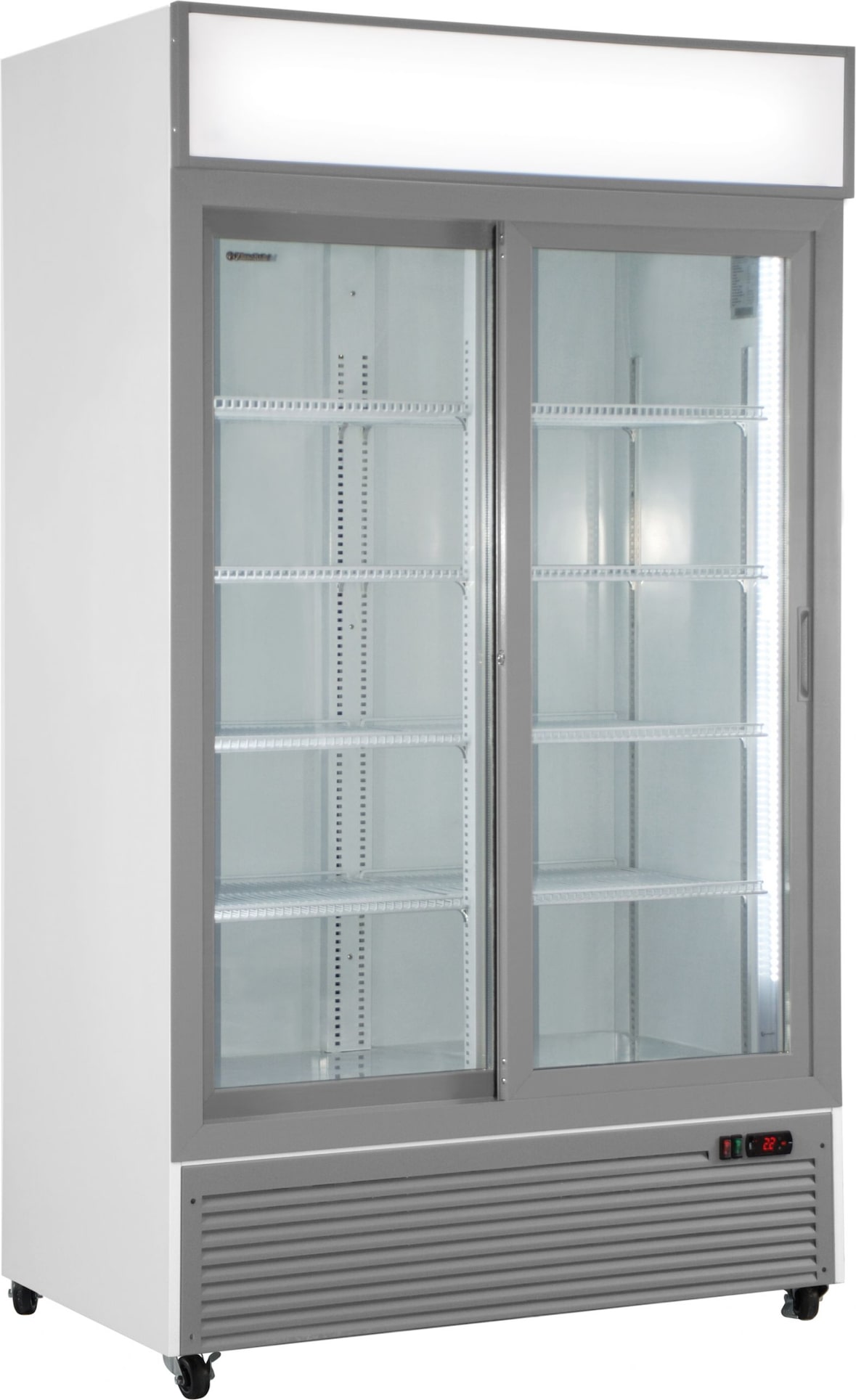 KLIMAITALIA Belüftete Getränkevitrine mit Schiebetüren. Türsockel aus Edelstahl. Temperatur 0°C/+10°C.  Modell CL1100V2GCSLWHITE