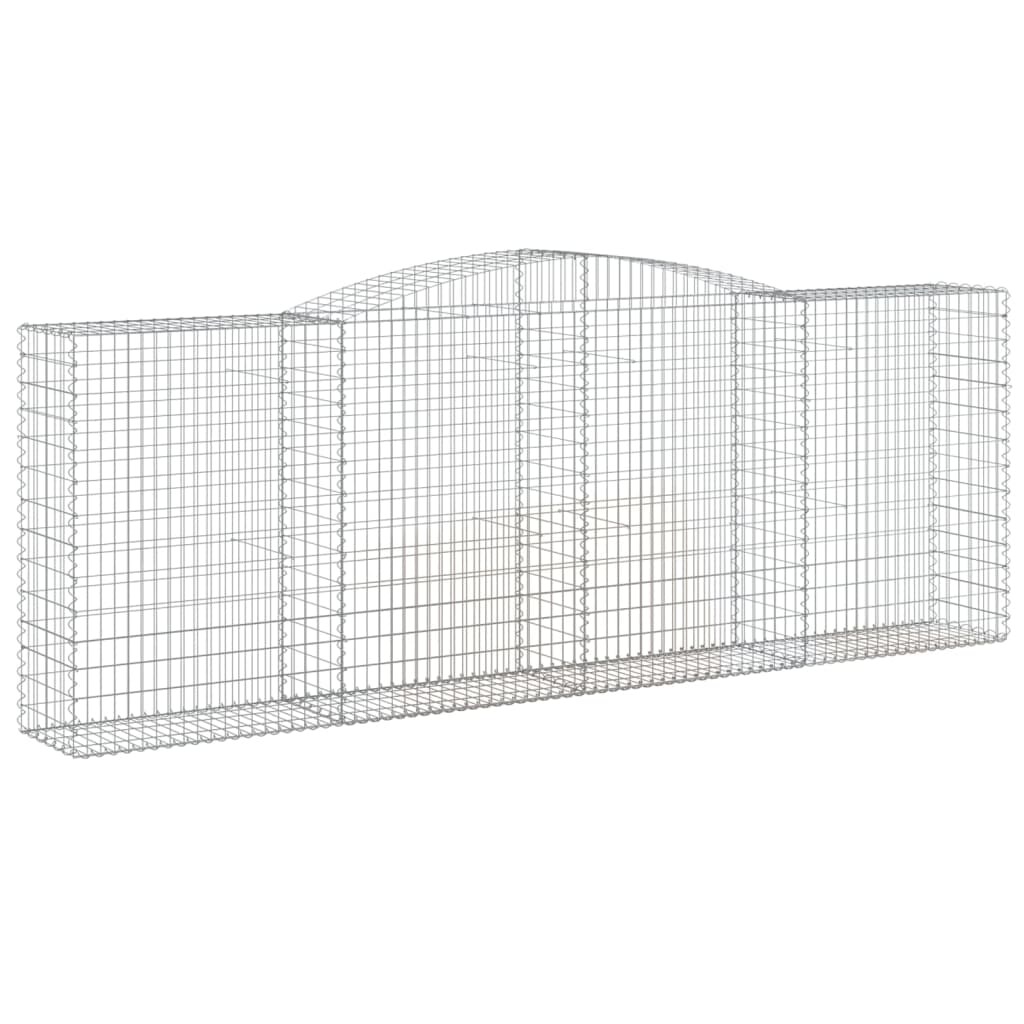 vidaXL Gabionen mit Hochbogen 8 Stk. 400x50x140/160cm Verzinktes Eisen