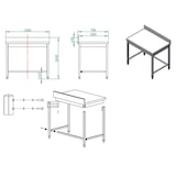 thumbnail of Roestvrijstalen werktafel Easy + steun 100 x 70 x 85 cm + opstaande rand