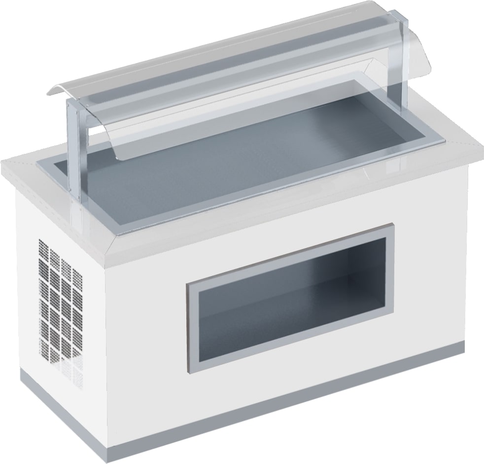 Kaltbufe t mit becken und schutzschirm 5 gn 1/1-65 ausführung ww - 2000x850x1320 mm - 738 W 230/1V - 11157WW1 Eurast