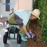 thumbnail of Relaxdays fahrbarer Gartensitz, höhenverstellbar, 150 kg, Stauraum, Rollsitz für Gartenarbeit, Stahl, Luftreifen, grün
