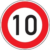thumbnail of Verkehrszeichen Zulässige Höchstgeschwindigkeit 10, Nr.274-10, Aluminium RA1, reflektierend, Ø420mm