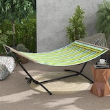 thumbnail of Soporte para hamacas de acero estructura para hamaca carga 220 kg con rueda 2 ganchos ajustables en 6 niveles y bolsa de transporte 290x120x115 cm