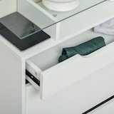 thumbnail of Mueble Zapatero de 2 Puertas Zapatero Estrecho para 16 Pares de Zapatos con Cajón Estante y Encimera de Vidrio para Pasillo Entrada 89x23x96 cm Blanco