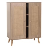 thumbnail of Highboard HWC-M38, Kommode Schrank Sideboard, Staufächer, Kubu Rattan Holz 106x80x41cm ~ Eiche-Optik