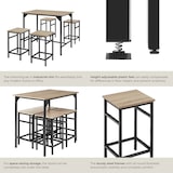 thumbnail of tectake Ensemble table de bistrot EDINBURGH 1 table + 4 tabourets de bar - Bois clair industriel, Chêne Sonoma -404307