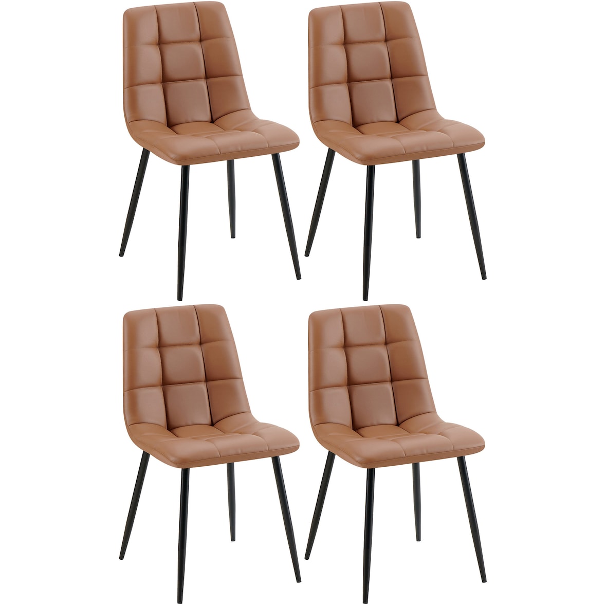 Set de 4 sillas de comedor Antibes en polipiel Marrón oscuro