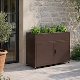 thumbnail of Armoire de rangement extérieur avec jardinière – Acier galvanisé marron