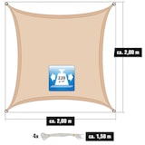 thumbnail of UV Sonnensegel 2x2 m HDPE Quadrat Sonnenschutz Überdachung Garten Balkon Beige