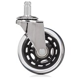 thumbnail of 5x Hartbodenrollen ROLO SKATE 11mm / 75 mm Büro-Stuhl-Rollen Chrom transparent (5er Pack)