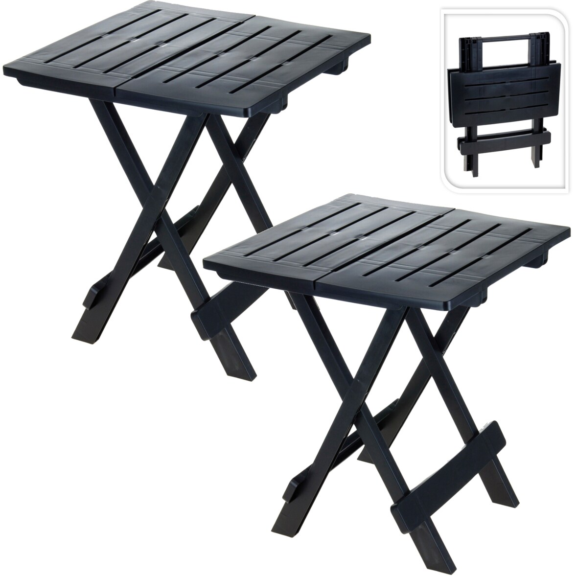 2x Gartentisch Beistelltisch Tisch Klapptisch Kunststoff 50x45x43cm Schwarz