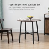 thumbnail of Esstisch rund Braun 80x80x76  für 4 Personen, Metallgestell mit Holzwerkstoffplatte, industrieller Look, rutschfeste Fußpolster