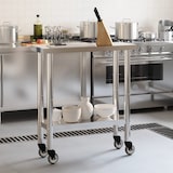 thumbnail of Mesa de trabajo de cocina con ruedas acero inox 82,5x30x85 cm