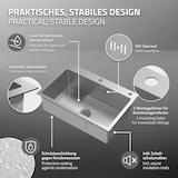 thumbnail of ML-Design Spülbecken Edelstahl 68 × 45 cm – Rechteckige Einbauspüle mit Abtropfkorb, Seifenspender & Ab-/Überlaufgarnitur, Einzelbecken mit Siphon