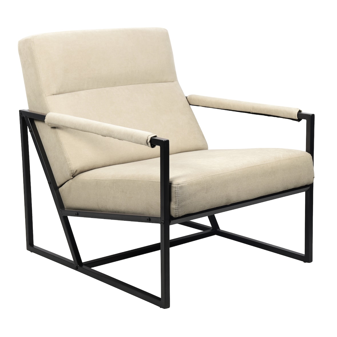 CHRIS lounge stoel Cocktail stoel Gestoffeerde stoel met armleuningen Beige